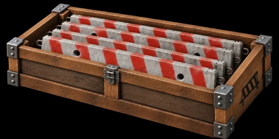 Ящик с бетонными отбойниками