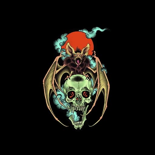 Smouldering Bat & Skull