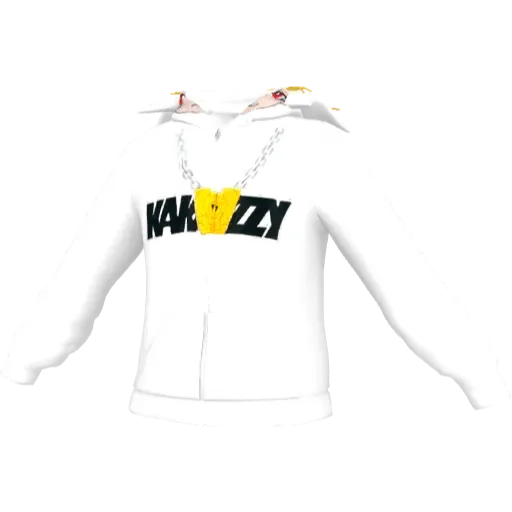 Kakazzy's white zippy hoodie with face(Open)